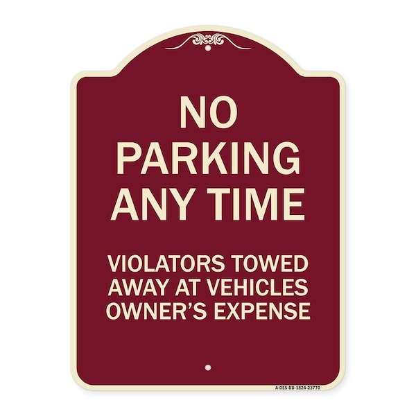 Signmission No Parking Anytime Violators Towed Away Heavy-Gauge Aluminum Sign, 24" x 18", BU-1824-23770 A-DES-BU-1824-23770 - main